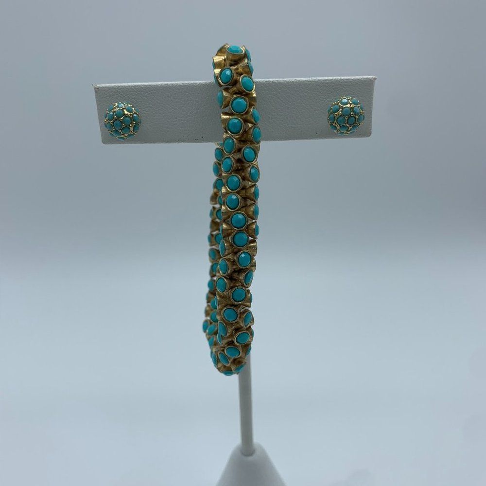 Stella & Dot Set of 2 - Soiree Stud Earrings & Vintage Twist Stretch Bracelet